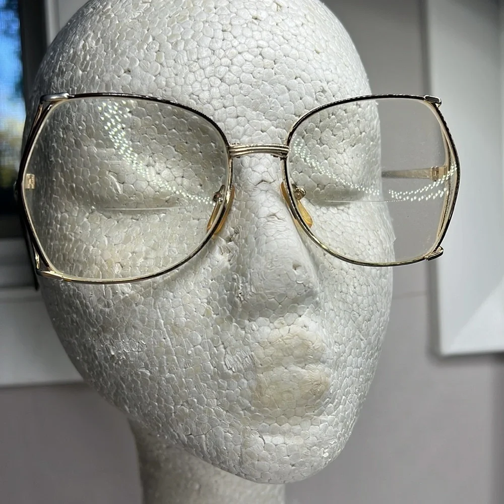 Vintage BG Colorama 135 Goldtone Metal Large Ophthalmic Frame